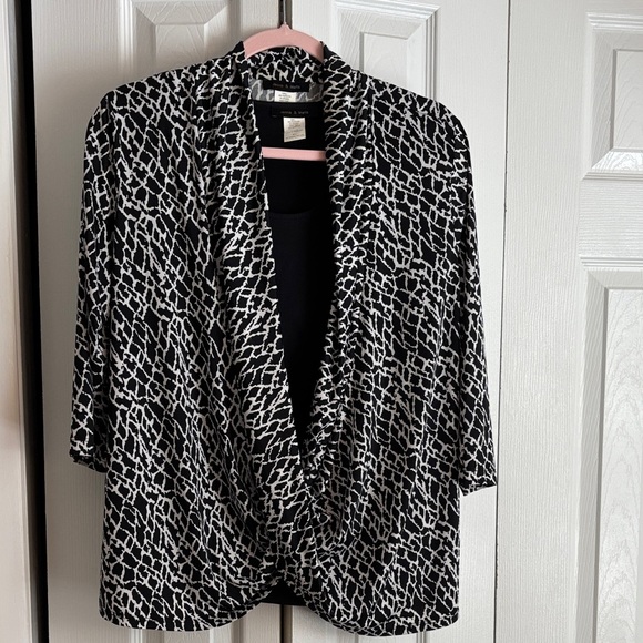 Jennie & Markus layered wrap Black and White Women's top sz xl - Picture 2 of 8